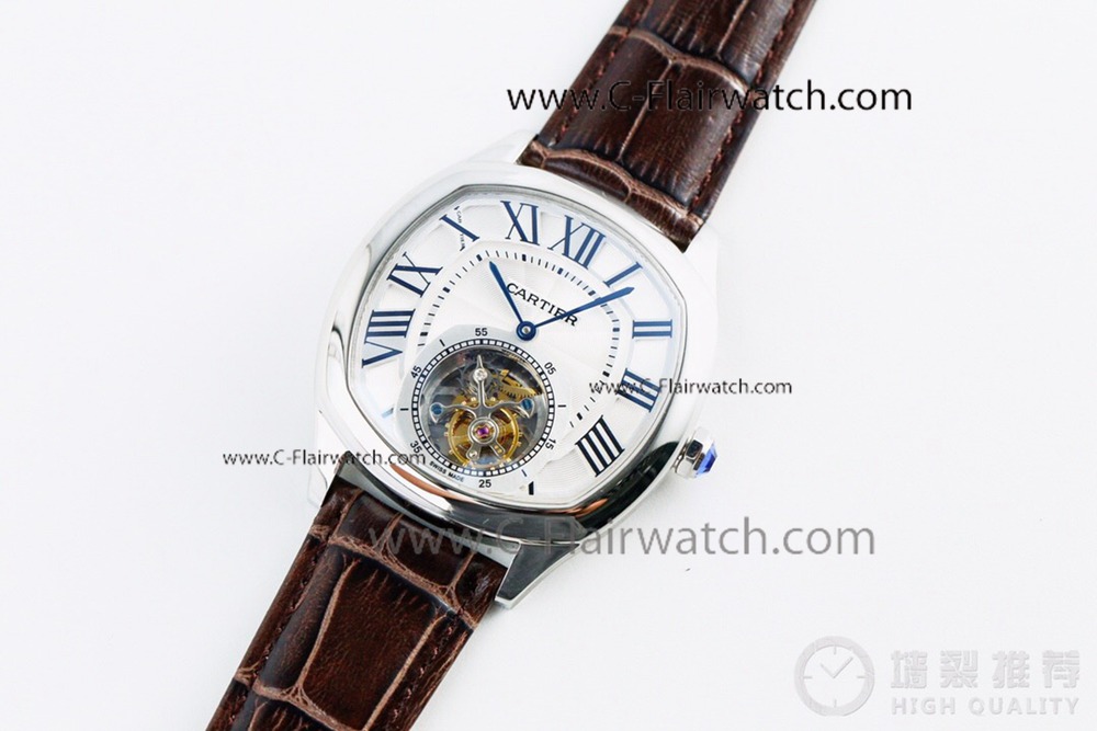 Drive De Cartier Tourbillon White Roman Dial Watch Swiss Replica